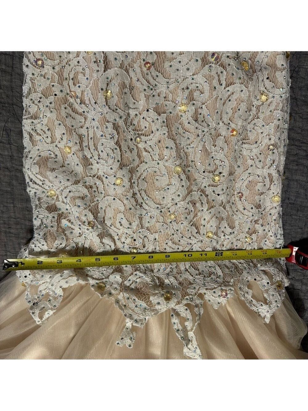 Renaissance Collection Sleeveless Lace & Beaded Top Ballgown Size 2 - Picture 6 of 7